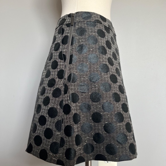 Armani Exchange Tweed A-line Coated Wool Blend Polka dot Pleated Gray Skirt - Picture 8 of 13